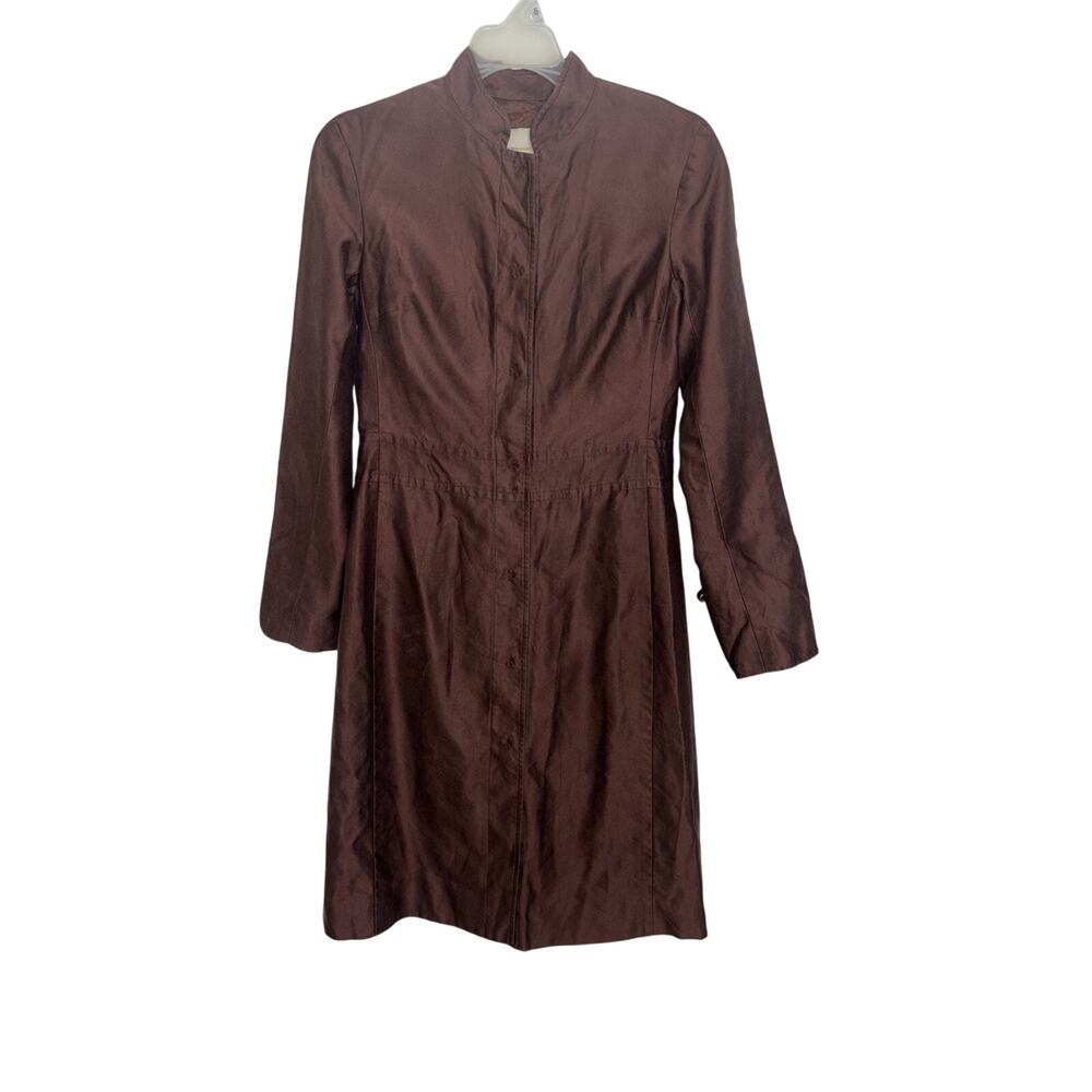 Vtg Y2K Max Azria Collection 100% Silk Mandarin Collar Pleated Coat 6